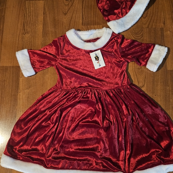 NWT Little Girls Medium Size 7/8 Santa's Dress With Santa Hat - Picture 7 of 10